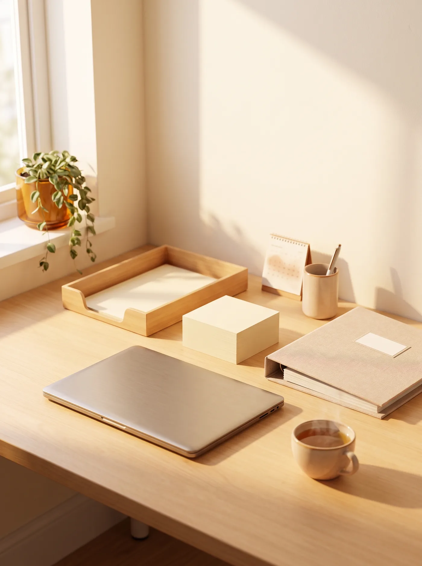 Photo of a tidy back-office desk