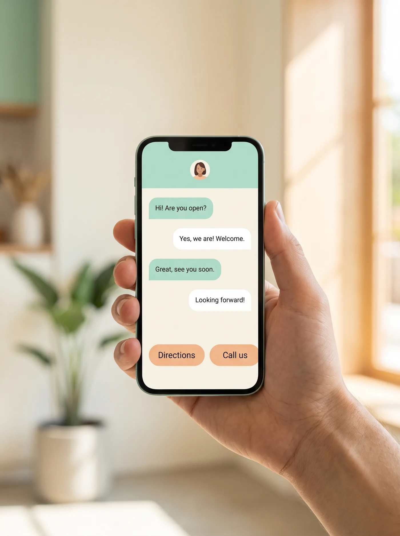 A phone showing the WhatsApp bot