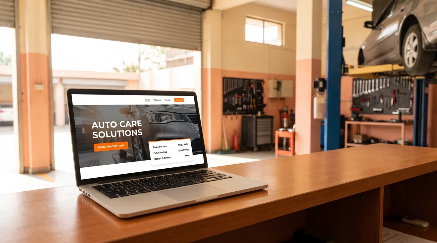 Screenshot of an auto workshop site